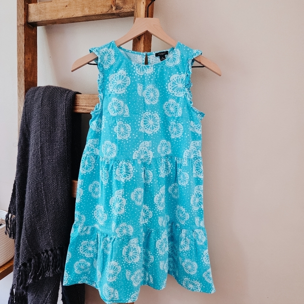 Ann Taylor Factory Blue & White Floral Sleeveless Dress (Size XS)